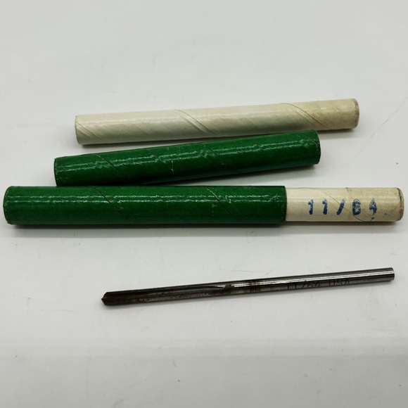 Vtg Reaming Bits 11/64" Set of 2 Steel Shaft Machinist Tools Drill Cutting USA - Picture 1 of 5
